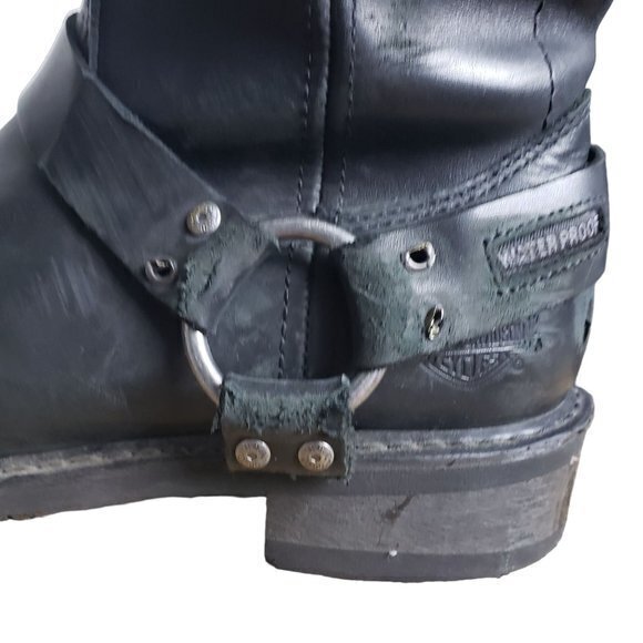 HARLEY DAVIDSON Mens Size 9.5 M Black Hustin Waterproof Motorcycle Riding Boots - Picture 11 of 15